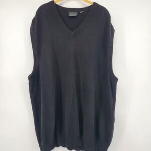 Greg Norman Collection Mens XXL Black V-Neck Knit Golf Sweater Vest Shark Logo